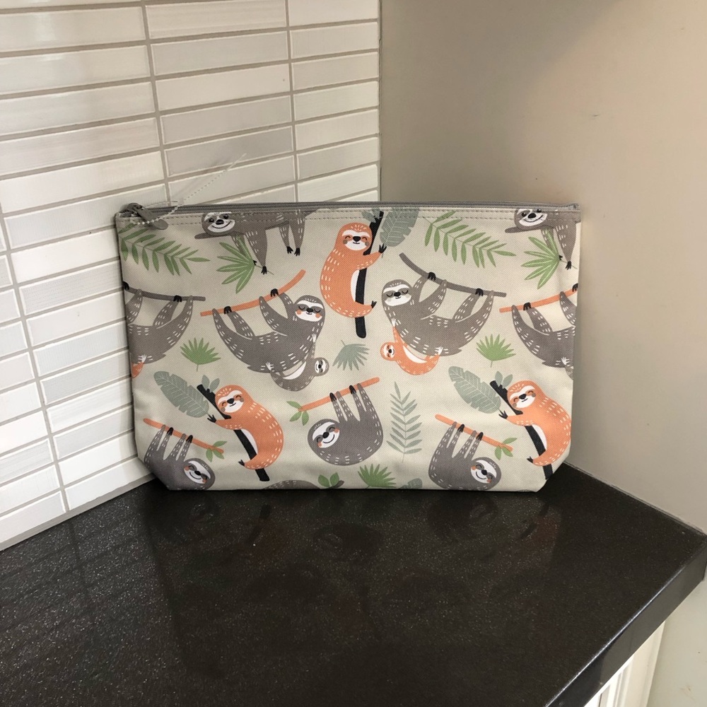 NEW Thirty-One Gifts Zipper Pouch featuring the "Sloth Hangout" pattern